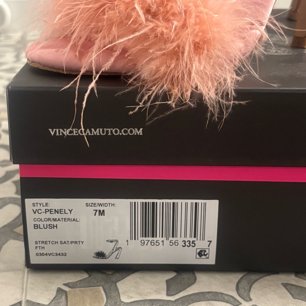 Vince Camuto | Blush “Penely” Feather Ankle-Strap Heels | Size 7 - Picture 4 of 16